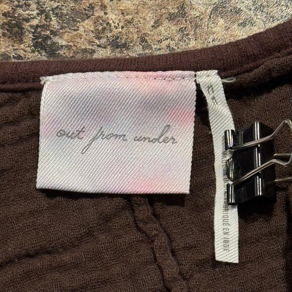 Out From Under Crop Top Gauze Y2K Boho Cottage Grunge Minimalist Brown Medium - Picture 2 of 4